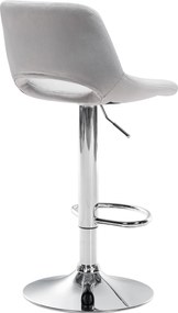 Barová stolička Camden - zamat, chróm rám - Svetlo sivá