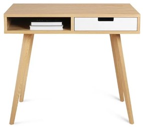 Moderný drevený písací stôl so šuplíkom LEA 90 cm biely