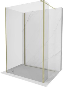 Mexen Kioto, 3-stenová sprchová zástena Walk-In 90 x 70 x 40 cm, 8mm číre sklo, zlatý lesklý profil,800-090-070-221-50-00-040