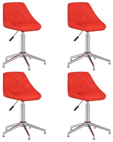Otočné jedálenské stoličky 4 ks, červené, umelá koža