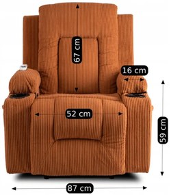JAKS Masážne kreslo hnedý menčester Box