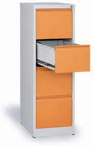 Kovová kartotéka A4, 4 zásuvky, demontovaná, sivá / oranžová