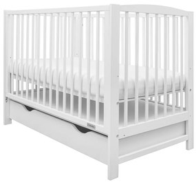 New Baby Detská postieľka Lilly so sťahovacou bočnicou a zásuvkou, biela