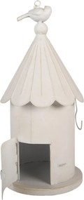Béžová dekorácia vtáčia búdka s vtáčikmi Home - Ø 19*40 cm