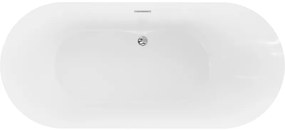 Mexen Roxy, voľne stojaca vaňa 180 x 85 cm, biela, chrómový prepad, 51201808500-01