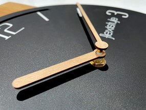 Dubové nástenné hodiny Geometric - čierne