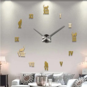 Nalepovacie nástenné hodiny mačka - rímske čísla | SENTOP 12S020