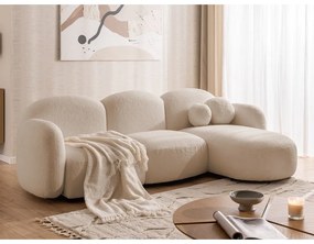 Svetlohnedá rohová pohovka z textílie buklé (pravý roh/s leňoškou) Orbit – Ropez