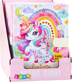 LEAN Toys Roztomilý denník na kód Jednorožec – melódie a farebné stránky