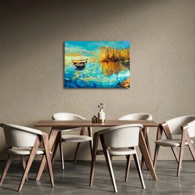 Obraz - Jazero s loďkami (70x50 cm)