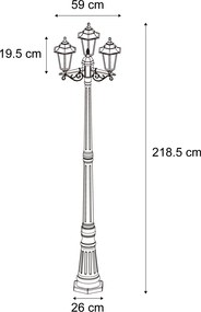 Klasická vonkajšia lampa tmavozelená 217cm 3-svetlá IP44 - New Haven