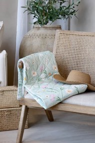 Chic Antique Prešívaný prehoz Aix Flowers Verte 180 × 130 cm