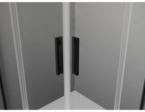 Mexen Exo, 2-krídlový sprchovací kút 100 x 100 cm, 6mm číre sklo, čierny profil, 8110-100-100-70-00