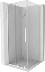 Mexen Velar L, sprchový kút s posuvnými dverami 100 x 100 cm, 8mm číre sklo, biela matná, 871-100-100-03-20