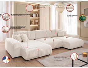 Krémová menčestrová rozkladacia/s úložným priestorom rohová pohovka (do tvaru "U") Sarina – Ropez