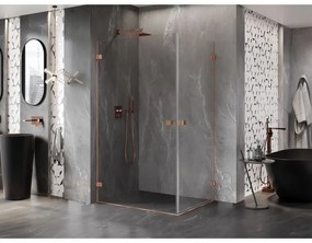 Mexen Lunar-B Duo výklopný sprchový kút 100 x 95 cm, číre sklo, medená matná, 832-100L-095P-65-00