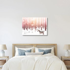 Obraz - Zebra v zasneženom lese (70x50 cm)