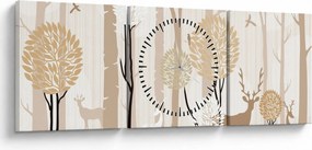 Obraz - Ilustrovaný les (s hodinami) (90x30 cm)