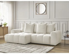 Biela ženilková rozkladacia/s úložným priestorom rohová pohovka (ľavý roh/s leňoškou) Roxelane – Bobochic Paris