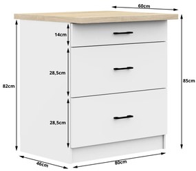 Kuchynská skrinka Olivia S 80 cm 3S biela