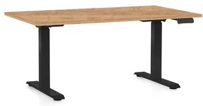 Výškovo nastaviteľný stôl OfficeTech C, 120 x 80 cm, čierna podnož, dub kraft