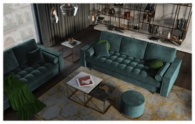 Petrolejovozelená zamatová rozkladacia pohovka Milo Casa Santo