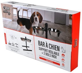 Súprava misiek s podstavcom pre psa z nehrdzavejúcej ocele – Love Story