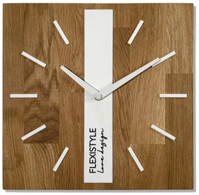 Dekorstudio Elegantné drevené hodiny DUB klasik SQ 30cm - biele