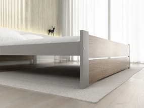 Posteľ IKAROS DOUBLE 160 x 200 cm, dub sonoma/sivá Rošt: S lamelovým roštom, Matrac: Matrac DELUXE 10 cm