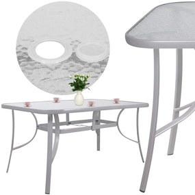 PreHouse Záhradný stôl 150cm: kov + sklo, šedý