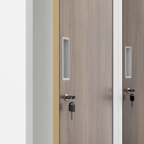 Zamestnanecká skrinka štvorkomorová biela/orech, 800x1800x500 mm: KACPER Eco Design