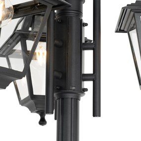 Klasická vonkajšia lampa čierna 235 cm 3-svetlo IP44 - Berta
