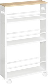Úzky pojazdný kuchynský regál Vasagle Tonari 45 cm biely/hnedý