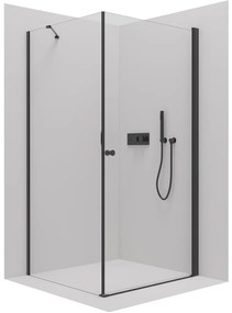 Cerano Antelo, 1-krídlový sprchovací kút 90(dvere) x 90(stena) x 190 cm, 6mm číre sklo, čierny profil, CER-CER-434001