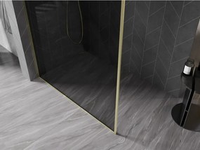 Mexen, Mexen Kioto-XF sprchová stena s rámom 100 x 202 cm, grafit 10 mm, brúsené zlato - 800-100-104-55-40-X