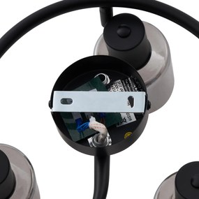 Moderné stropné svietidlo čierne s dymovým sklom špirála 3-svetlo - Cilin