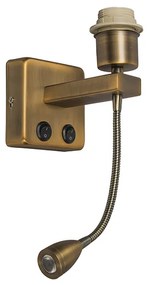 Nástenná lampa bronzová vrátane LED s ramenom na čítanie - Brescia Combi