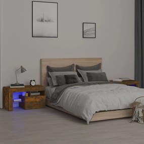 Nočné stolíky s LED svetlami 2 ks dymový dub 70x36,5x40 cm 3152775