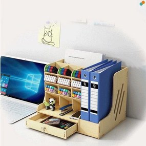 DIY organizér na písacie potreby so zásuvkou svetlé drevo 150 Svetlé drevo