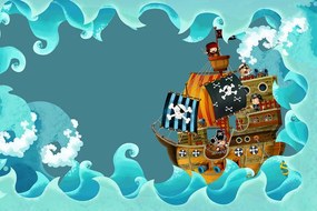 Samolepiaca tapeta pirátska loď na vlnách