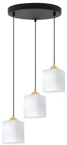 Závesné svietidlo Riffle Square, 3x biele sklenené tienidlo, b/g, o