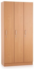 Drevená šatníková skrinka Visio - 3 oddiely, 90 x 42 x 190 cm, buk