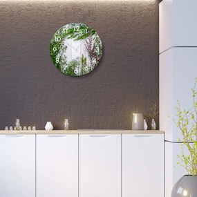 Okrúhle sklenené hodiny 30 cm s bylinkami