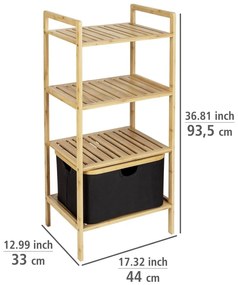 Čierny/prírodný bambusový kúpeľňový regál 44x93,5 cm Ecori - Wenko