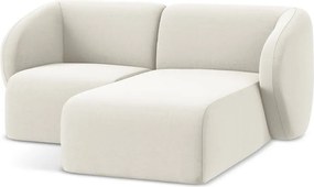 Béžová zamatová rohová pohovka (pravý roh/s leňoškou) Lani – Makamii