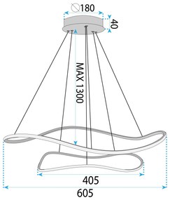 Toolight Toolight, závesná lampa 80cm, 61W, 3000K, LHJ017-CP2, zlatá, OSW-50007