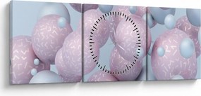 Abstraktný obraz - Pastelové guľa (s hodinami) (90x30 cm)
