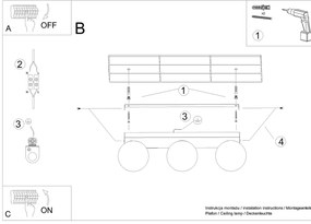 Stropné svietidlo Yoli, 3x biele sklenené tienidlo, w