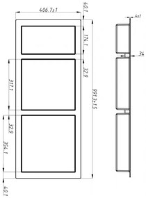 Mexen X-Wall-S, SMC polička na zapustenie do steny s prírubou 99,1 x 40,7 cm, biela, 1901994109