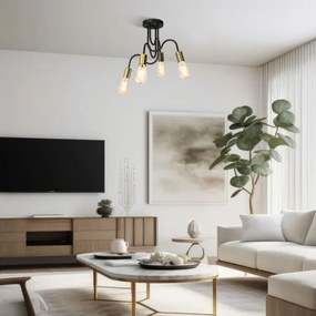 Prisadený luster DOW 4xE27/60W/230V čierna/zlatá